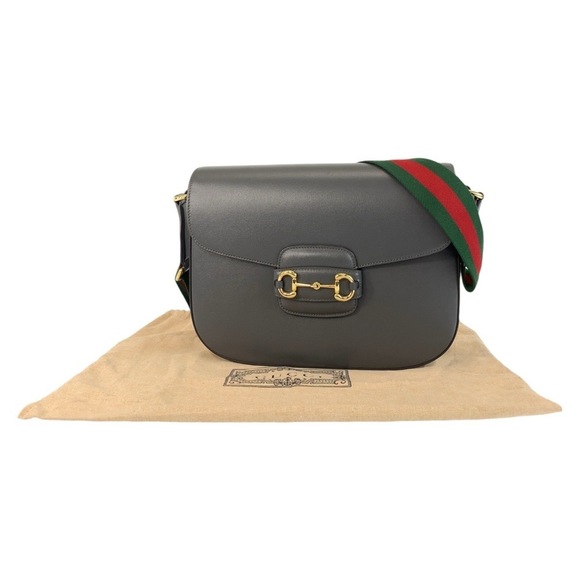GUCCI Gray Leather Horsebit Shoulder Bag - Picture 10 of 10